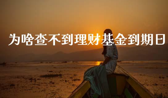 为啥查不到理财基金到期日_https://www.apanben.com_财经资讯_第1张
