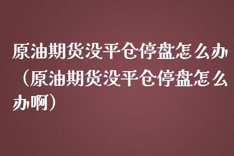原油期货没平仓停盘怎么办（原油期货没平仓停盘怎么办啊）_https://www.apanben.com_国际期货_第1张