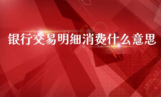 银行交易明细消费什么意思_https://www.apanben.com_股市分析_第1张