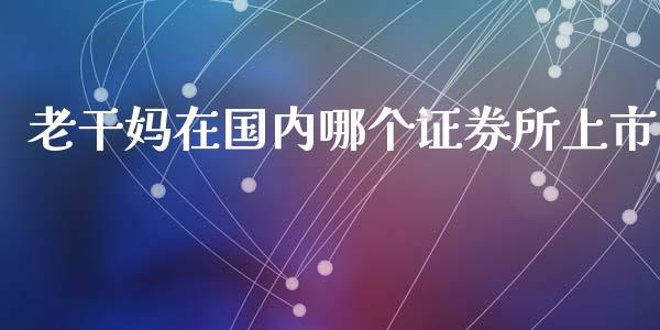 老干妈在国内哪个证券所上市_https://www.apanben.com_在线喊单_第1张