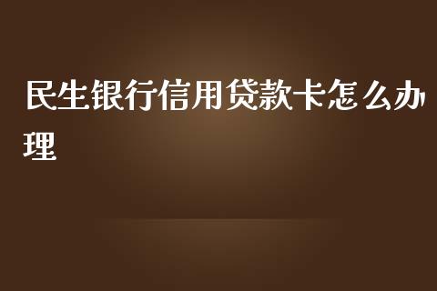 民生银行信用贷款卡怎么办理_https://www.apanben.com_期货学院_第1张