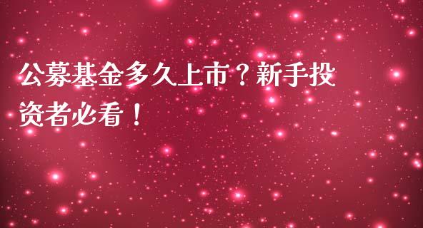 公募基金多久上市？新手投资者必看！_https://www.apanben.com_财经资讯_第1张