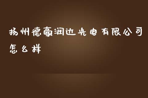 扬州德豪润达光电有限公司怎么样_https://www.apanben.com_期货学院_第1张