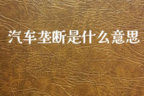 汽车垄断是什么意思_https://www.apanben.com_国际财经_第1张