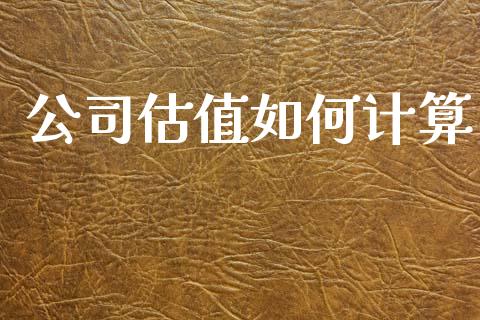 公司估值如何计算_https://www.apanben.com_在线喊单_第1张