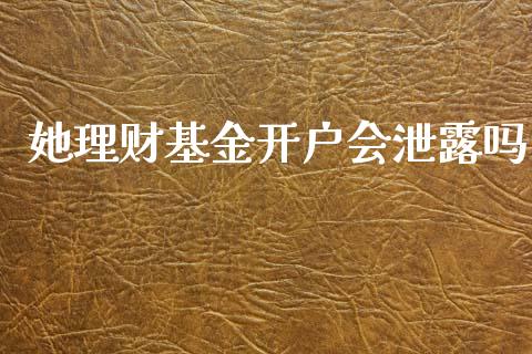 她理财基金开户会泄露吗_https://www.apanben.com_国际财经_第1张