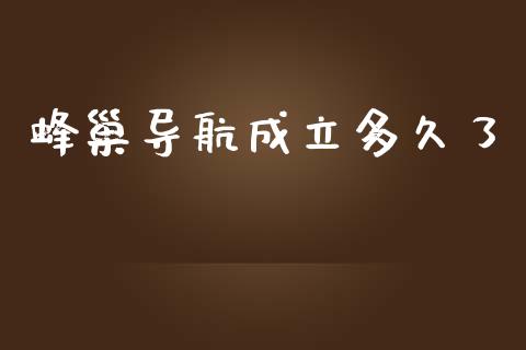 蜂巢导航成立多久了_https://www.apanben.com_国际期货_第1张