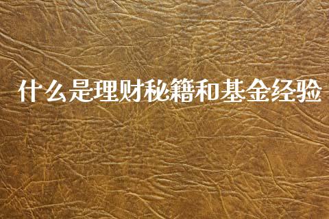 什么是理财秘籍和基金经验_https://www.apanben.com_国际财经_第1张