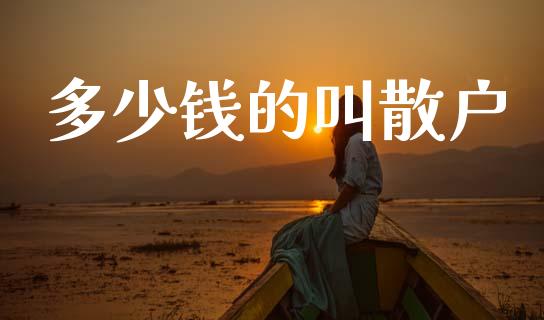 多少钱的叫散户_https://www.apanben.com_国际期货_第1张