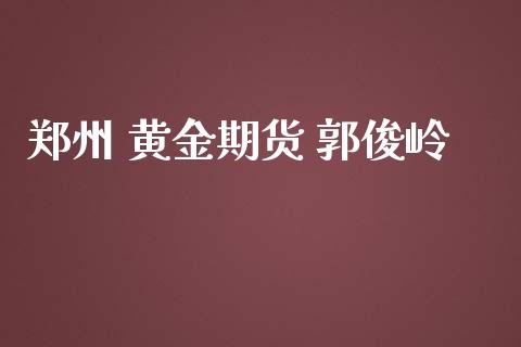 郑州 黄金期货 郭俊岭_https://www.apanben.com_国际期货_第1张
