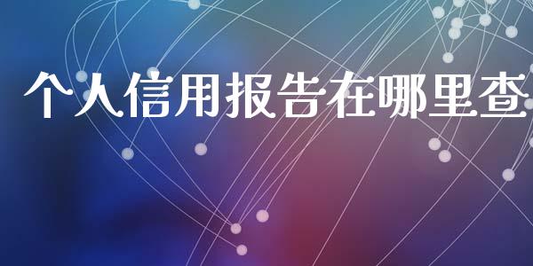 个人信用报告在哪里查_https://www.apanben.com_财经资讯_第1张