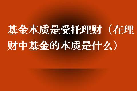 基金本质是受托理财（在理财中基金的本质是什么）_https://www.apanben.com_国际财经_第1张