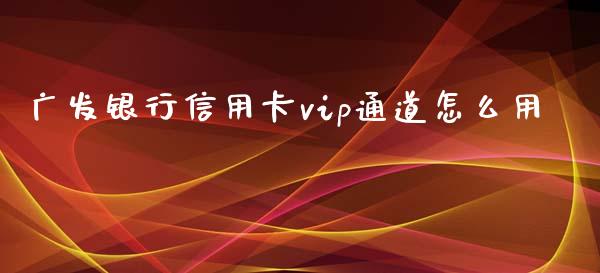 广发银行信用卡vip通道怎么用_https://www.apanben.com_期货学院_第1张