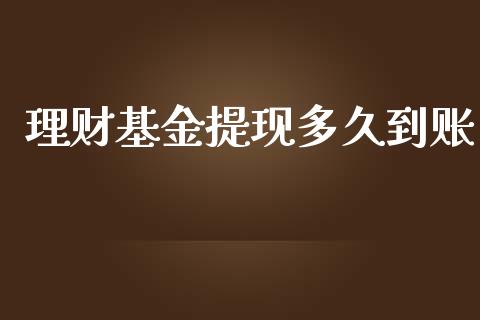 理财基金提现多久到账_https://www.apanben.com_国际财经_第1张