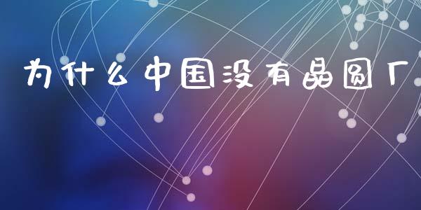 为什么中国没有晶圆厂_https://www.apanben.com_财经资讯_第1张