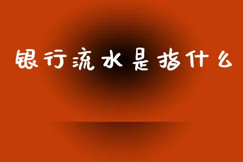 银行流水是指什么_https://www.apanben.com_国际期货_第1张