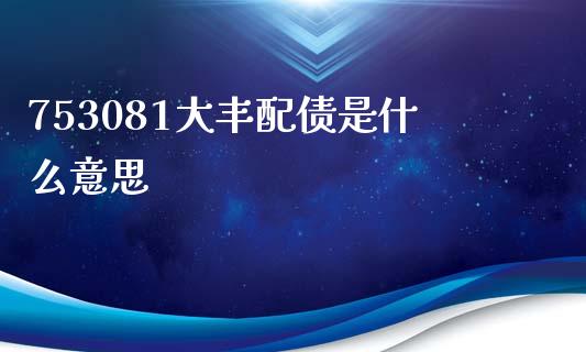 753081大丰配债是什么意思_https://www.apanben.com_财经资讯_第1张