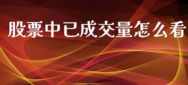 股票中已成交量怎么看_https://www.apanben.com_在线喊单_第1张