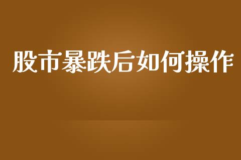 股市暴跌后如何操作_https://www.apanben.com_国际财经_第1张
