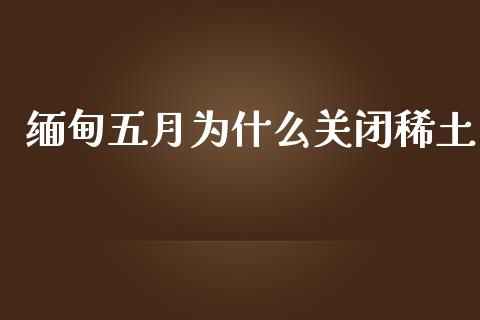 缅甸五月为什么关闭稀土_https://www.apanben.com_股市分析_第1张