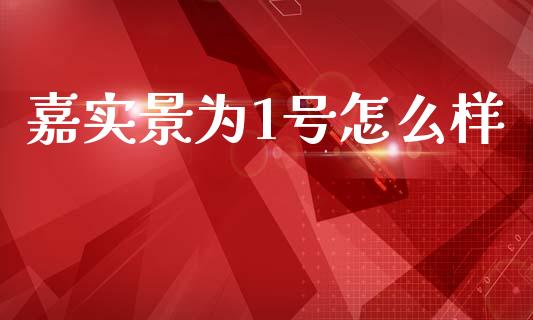 嘉实景为1号怎么样_https://www.apanben.com_股市指导_第1张
