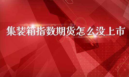 集装箱指数期货怎么没上市_https://www.apanben.com_在线喊单_第1张