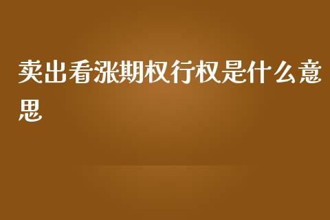 卖出看涨期权行权是什么意思_https://www.apanben.com_股票怎么玩_第1张