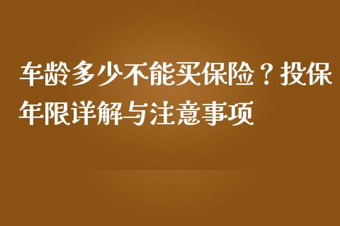 车龄多少不能买保险？投保年限详解与注意事项_https://www.apanben.com_在线喊单_第1张