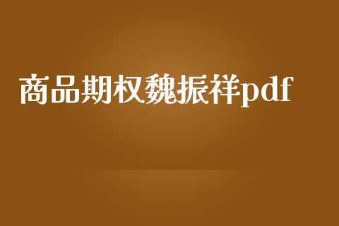 商品期权魏振祥pdf_https://www.apanben.com_期货学院_第1张