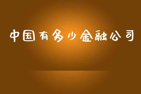 中国有多少金融公司_https://www.apanben.com_期货学院_第1张