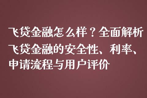 飞贷金融怎么样？全面解析飞贷金融的安全性、利率、申请流程与用户评价_https://www.apanben.com_财经资讯_第1张
