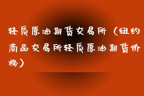 轻质原油期货交易所（纽约商品交易所轻质原油期货价格）_https://www.apanben.com_国际期货_第1张