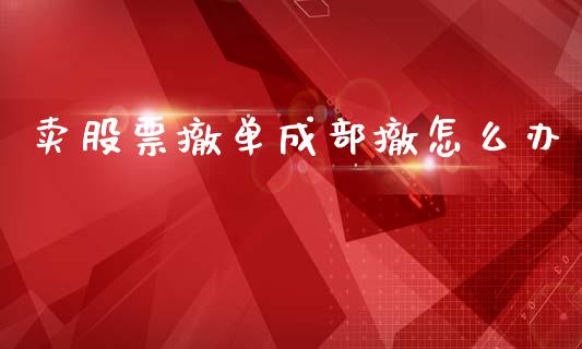 卖股票撤单成部撤怎么办_https://www.apanben.com_国际财经_第1张