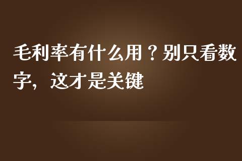毛利率有什么用？别只看数字，这才是关键_https://www.apanben.com_股市指导_第1张