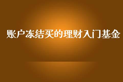账户冻结买的理财入门基金_https://www.apanben.com_财经资讯_第1张