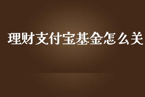 理财支付宝基金怎么关_https://www.apanben.com_国际财经_第1张