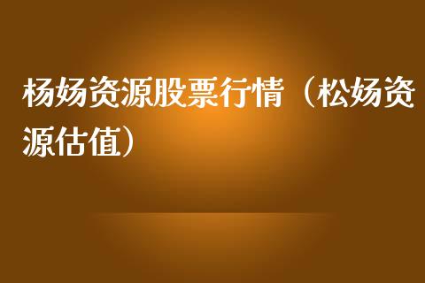 杨炀资源股票行情（松炀资源估值）_https://www.apanben.com_股票怎么玩_第1张