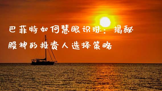 巴菲特如何慧眼识珠：揭秘股神的投资人选择策略_https://www.apanben.com_期货学院_第1张