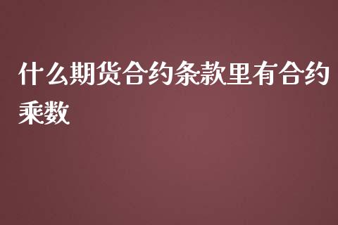 什么期货合约条款里有合约乘数_https://www.apanben.com_期货学院_第1张