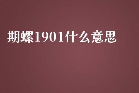 期螺1901什么意思_https://www.apanben.com_财经资讯_第1张