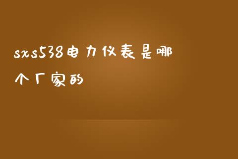 sxs538电力仪表是哪个厂家的_https://www.apanben.com_期货学院_第1张