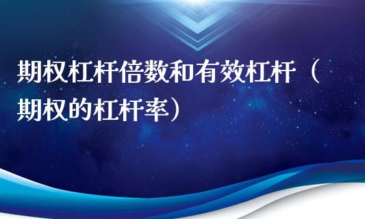 期权杠杆倍数和有效杠杆（期权的杠杆率）_https://www.apanben.com_国际期货_第1张