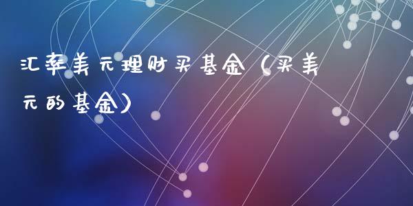 汇率美元理财买基金（买美元的基金）_https://www.apanben.com_国际财经_第1张