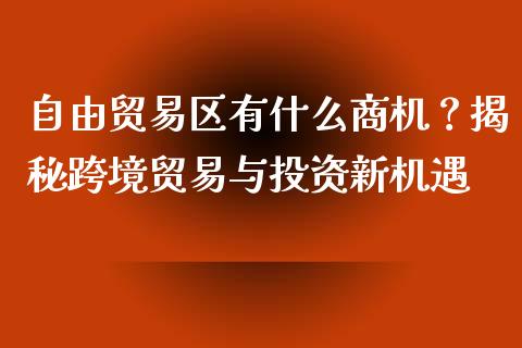 自由贸易区有什么商机？揭秘跨境贸易与投资新机遇_https://www.apanben.com_期货学院_第1张