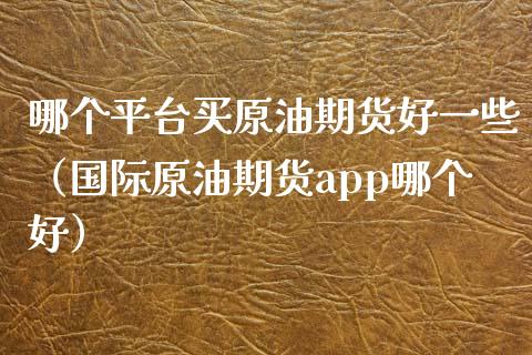 哪个平台买原油期货好一些（国际原油期货app哪个好）_https://www.apanben.com_期货学院_第1张