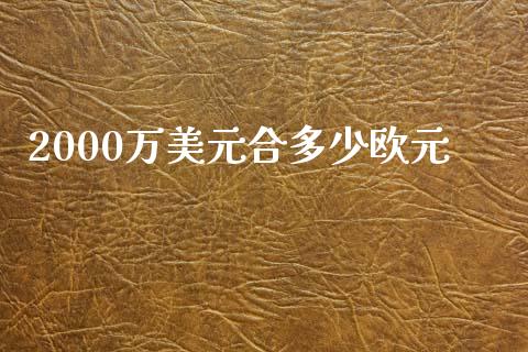 2000万美元合多少欧元_https://www.apanben.com_国际期货_第1张