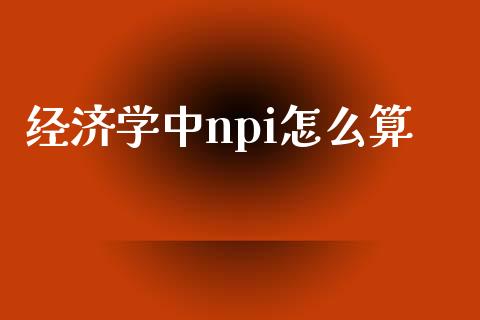 经济学中npi怎么算_https://www.apanben.com_股市指导_第1张