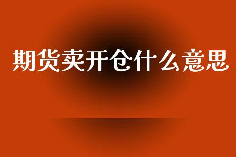 期货卖开仓什么意思_https://www.apanben.com_国际期货_第1张