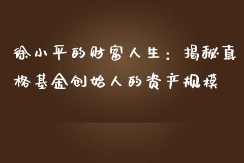 徐小平的财富人生：揭秘真格基金创始人的资产规模_https://www.apanben.com_股市分析_第1张