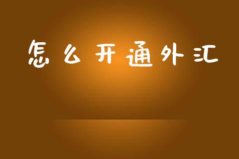 怎么开通外汇_https://www.apanben.com_国际财经_第1张